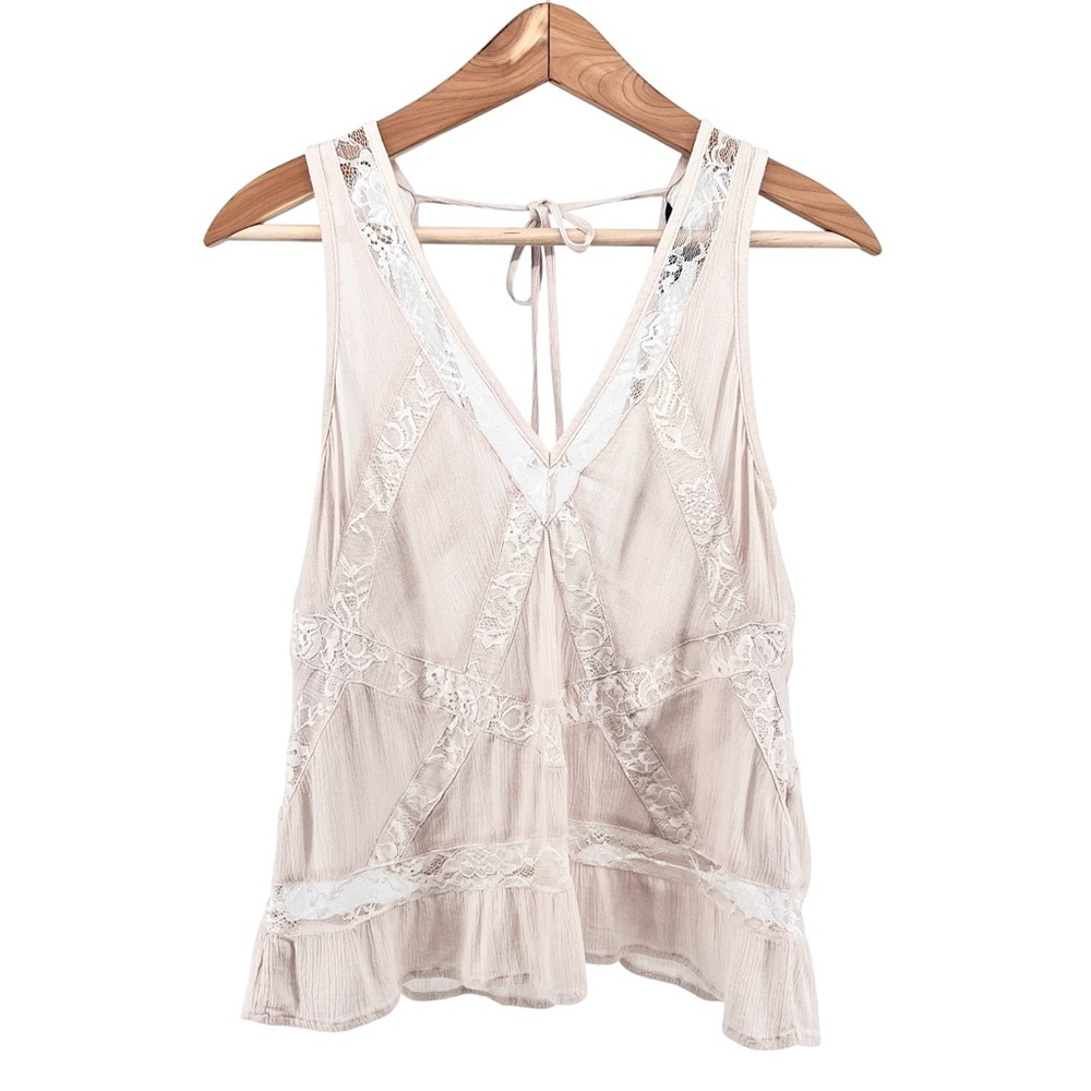 American Eagle Outfitters Babydoll Gauzy Lace Top Sz XS Cream Sleeveless Y2K